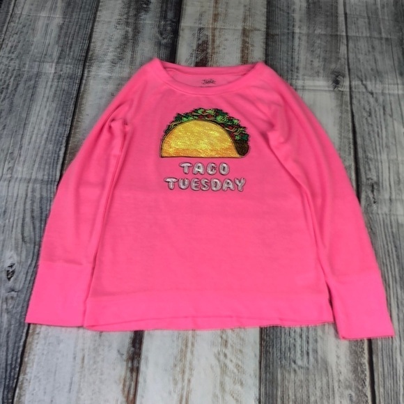 Justice Pink Taco Tuesday Sweater Girls Size 12 - Picture 1 of 11